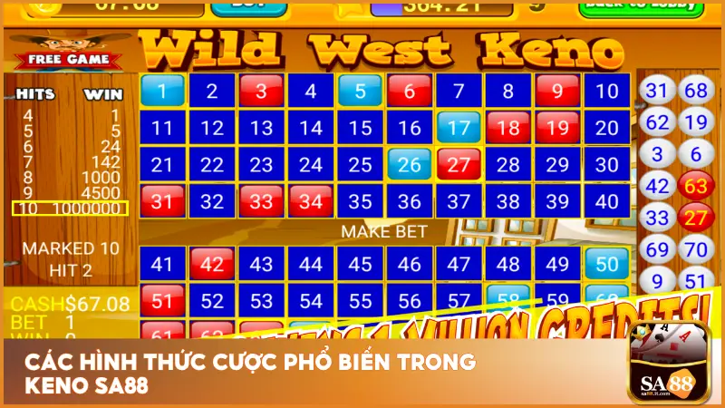 Keno tại sa88 còn mở rộng thêm nhiều loại cược khác nhau