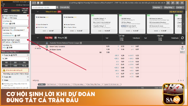 Cơ hội sinh lời khi dự đoán đúng tất cả trận đấu